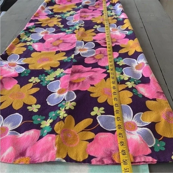 Vintage Handmade Floral Maxi Dress Purple Pink 70s Style Sleeveless - Picture 6 of 8